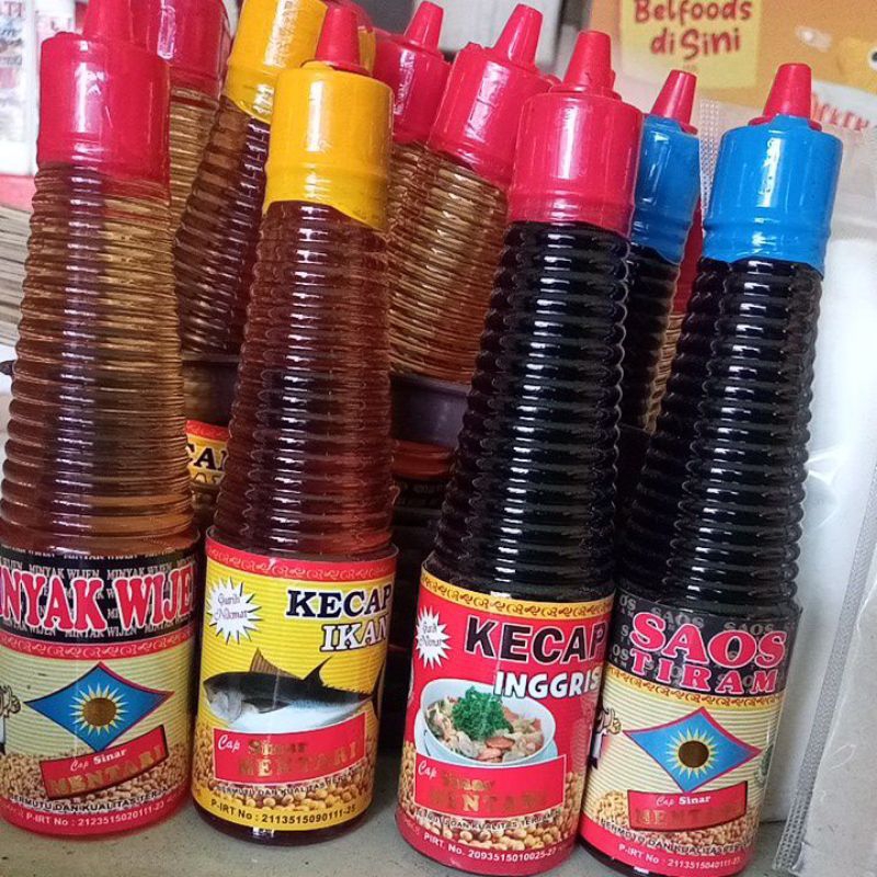 minyak wijen, kecap Inggris, kecap ikan, saos tiram cap mentari