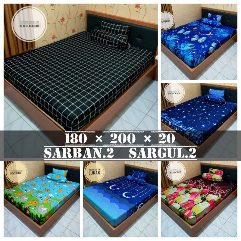 Sprei 180x200 No 1 King Motif abstrak dewasa homemade moonstar rainbow bulbin volcano polka LV canel