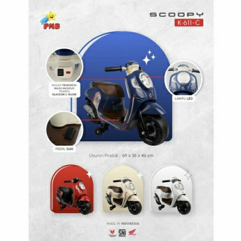 Motor Aki Scoopy PMB K611C / Motor Accu / Mainan Anak Motor