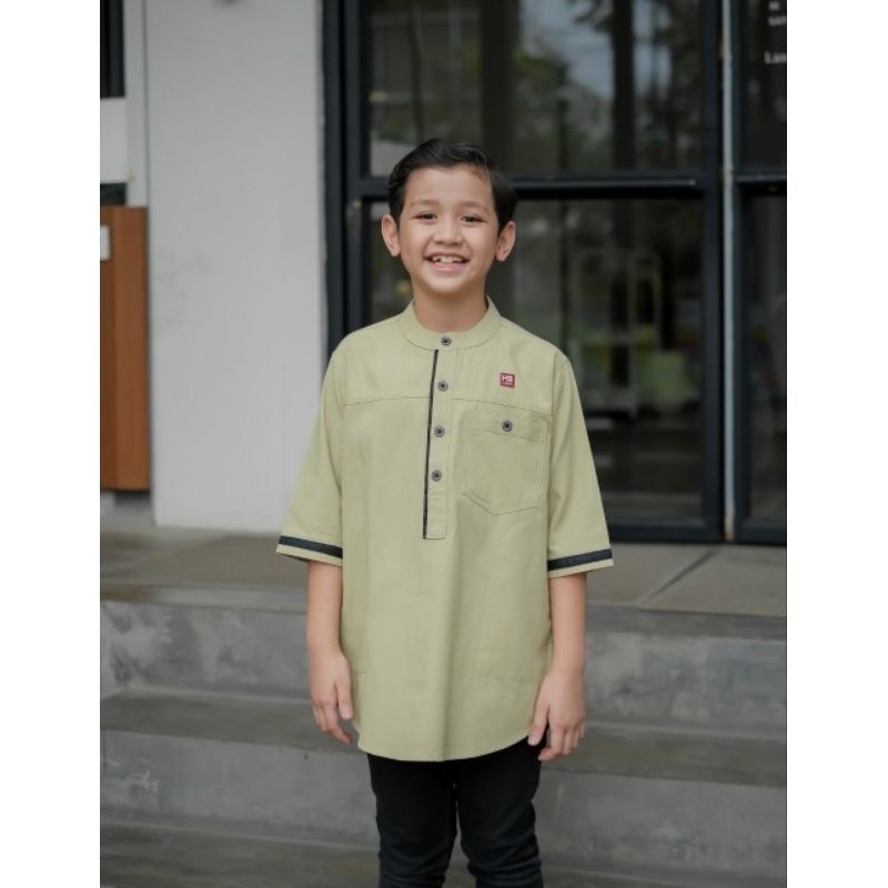 Baju Koko Kurta Couple Ayah Anak Sage Green Habib