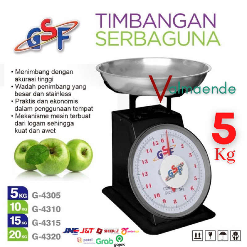 Timbangan Buah Timbangan Dapur 20kg Serbaguna GSF 4320 Timbangan Daging Timbangan Dapur Serbaguna Besi Stainless Analog Manual GSF 4305 4310 4315