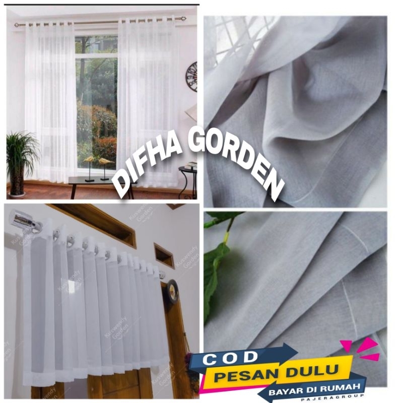 Gorden Transparan Vitrase Polos Smokring tinggi 2meter Jendela Ruang Tamu murah Minimalis terbaru