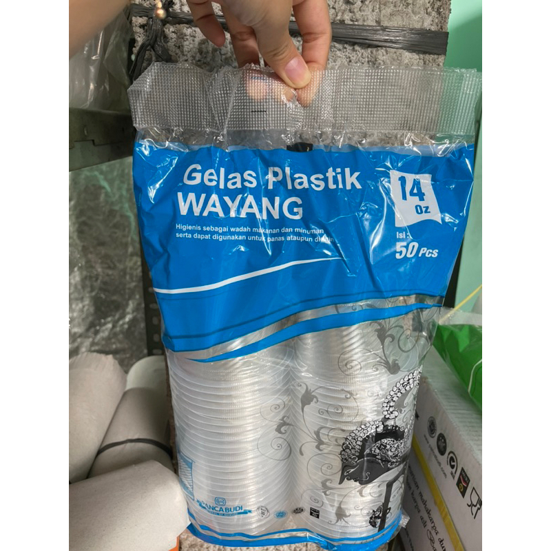 Gelas Plastik Bening / Plastic Cup / Gelas Plastik Wayang 14 oz 16 oz