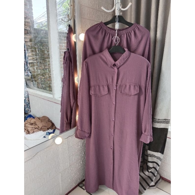 set longtunik / setelan long tunik / setelan blazer / set blazer / blazer / crinkle / setelan crinkl