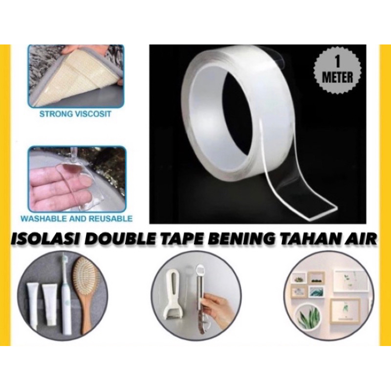 

Double Tape Perekat Transparent No Trace Washable LAKBAN BENING / ANTI AIR