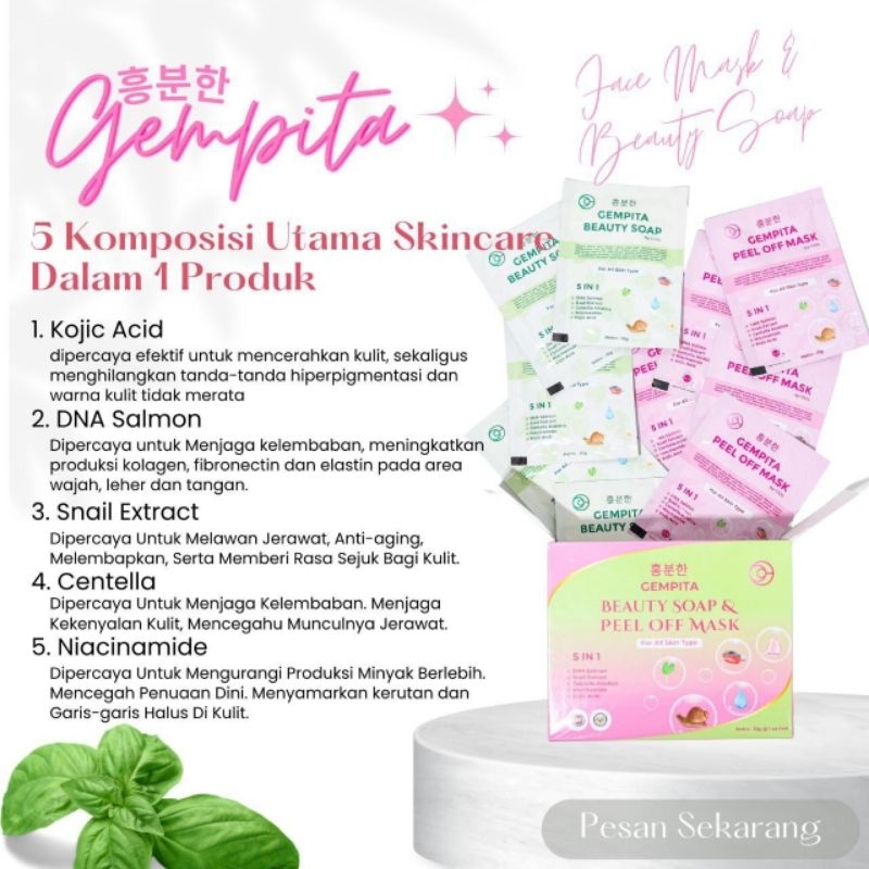 Gempita  Beauty soap &amp; Gempita peel off mask original 100% pembelian min 2 pcs free kuas masker