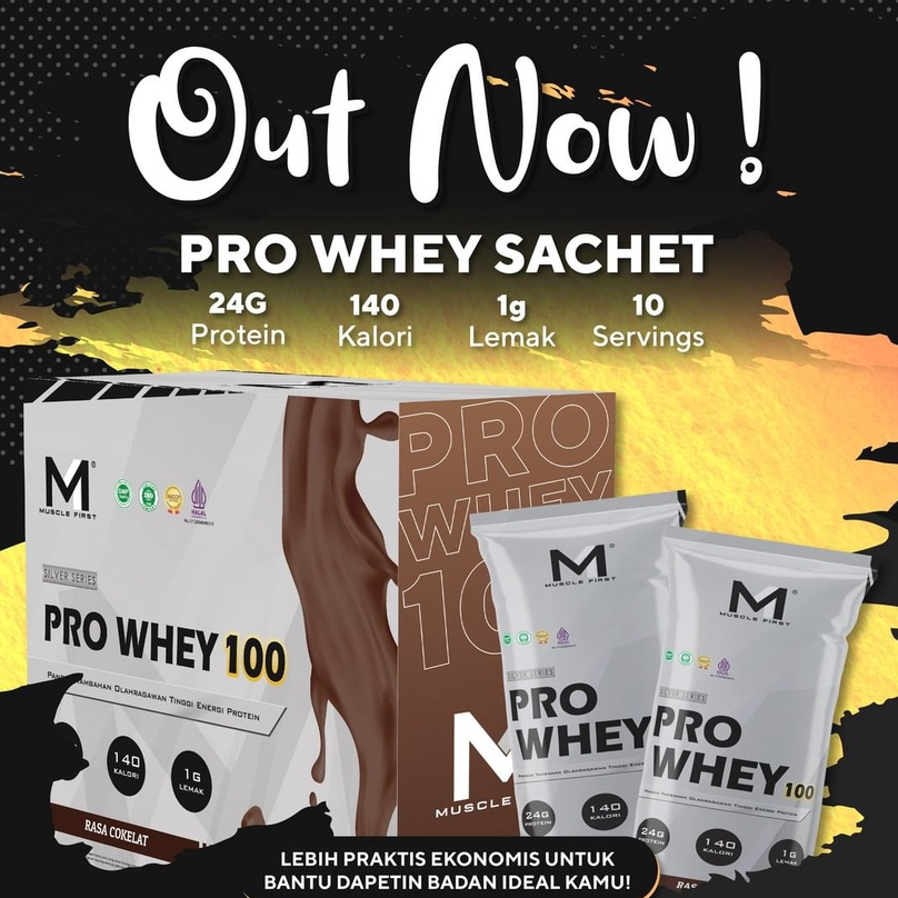 Muscle First M1 Pro Whey 100 kemasan BOX isi 10 sachet 400 gram - Whey Protein Concentrate with Stevia