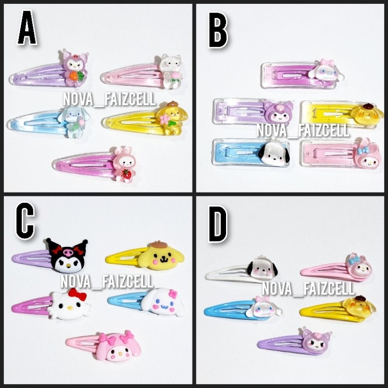 Jepit Rambut Klip ( isi 1 pcs ) Sanrio Clay karet / Akrilik Premium Import ala Korea