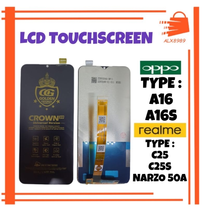 LCD TOUCHSCREEN OPPO A16 / A16S / REALME C25 / C25S / NARZO 50A  Fullset Crown Original Super 100% FULL SET COMPLETE