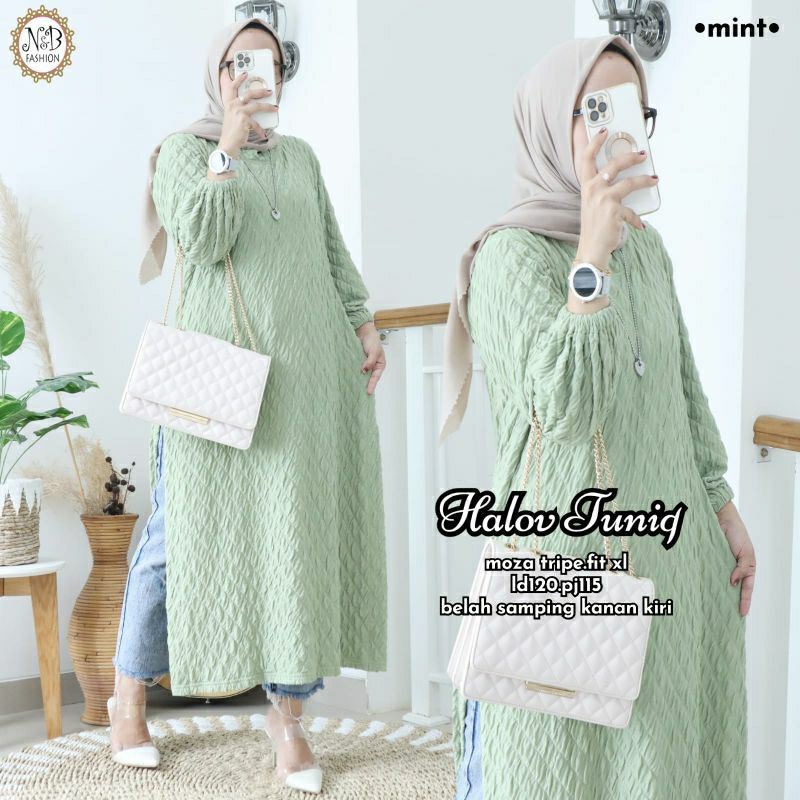 HALOV TUNIQ / LONG TUNIK BY N&B tunik polos Daily Wear fashion Muslim Terbaru Kekinian