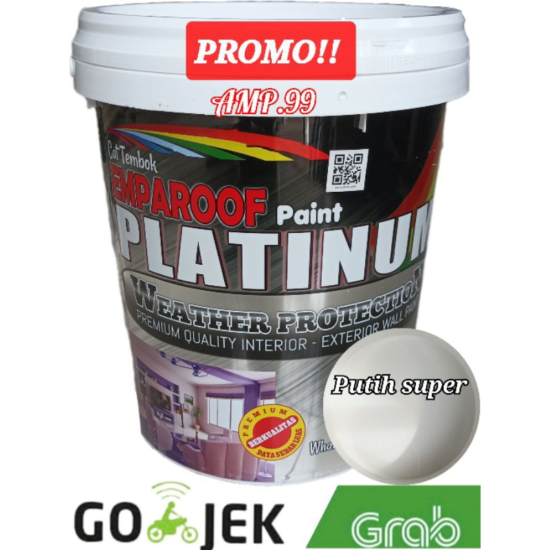 CAT TEMBOK WARNA PUTIH/CAT TEMBOK 20KG/EMPAROOFPAIN PLATINUM/COLATEX 1PAIL