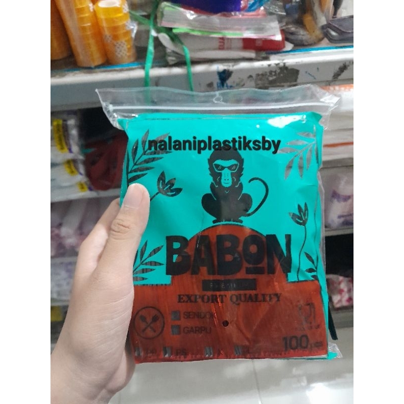 SENDOK MAKAN PUTIH/HITAM BABON 100 PCS