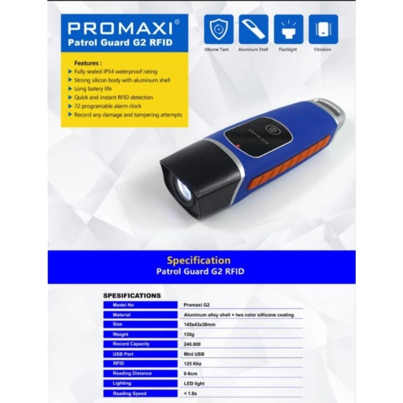 PROMAXI PATROL GUARD G-2 RFID - MOBILE TIME RECORDER / ABSENSI SECURITY CONTROL G2