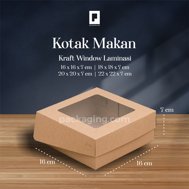 Dus Kraft Laminasi Uk 16x16x7/Dus Kraft Window/SnackBox/Box Hamper/Snack Box/Dus Kue Laminasi 16x16x