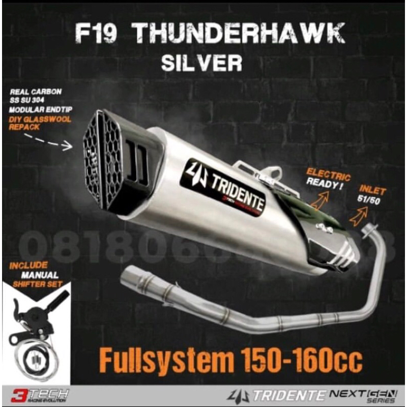 Knalpot Tridente F19 Silver 3 Suara 150cc - 155cc Fullsystem