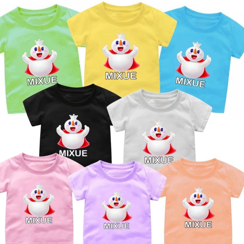 Baju Kaos Anak MIXUE HAPPY 1-12Tahun//Atasan Kaos Anak Cewek-Cowok VIRAL