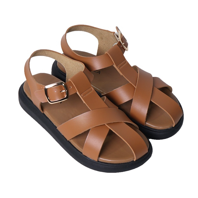 BELLEZA MALL - Wedges Shoes KEITH BROWN | sepatu sandal wanita kekinian model silang tinggi sol 3cm 