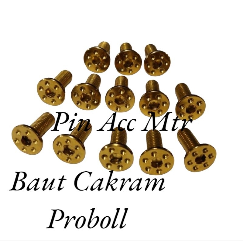 BAUT DISC CAKRAM PROBOLT DEPAN TWOTONE/GOLD UNIVERSAL HONDA/YAMAHA/SUZUKI DLL