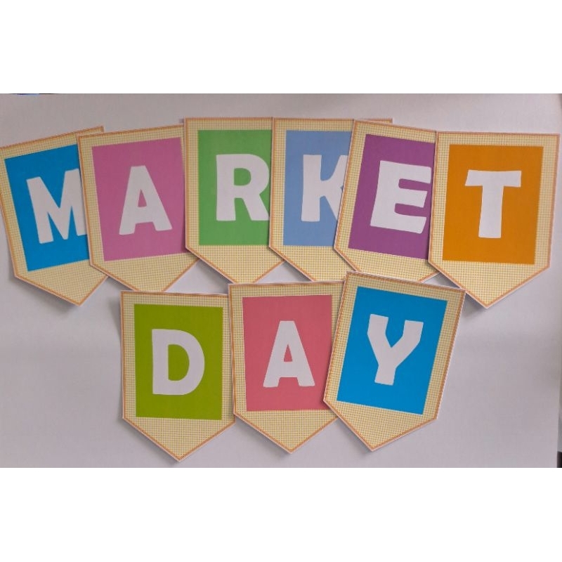 FLAG BANNER WARNA WARNI 2 DASAR KUNING BISA CUSTOM TULISAN MARKET DAY ULANG TAHUN DANLAIN LAIN
