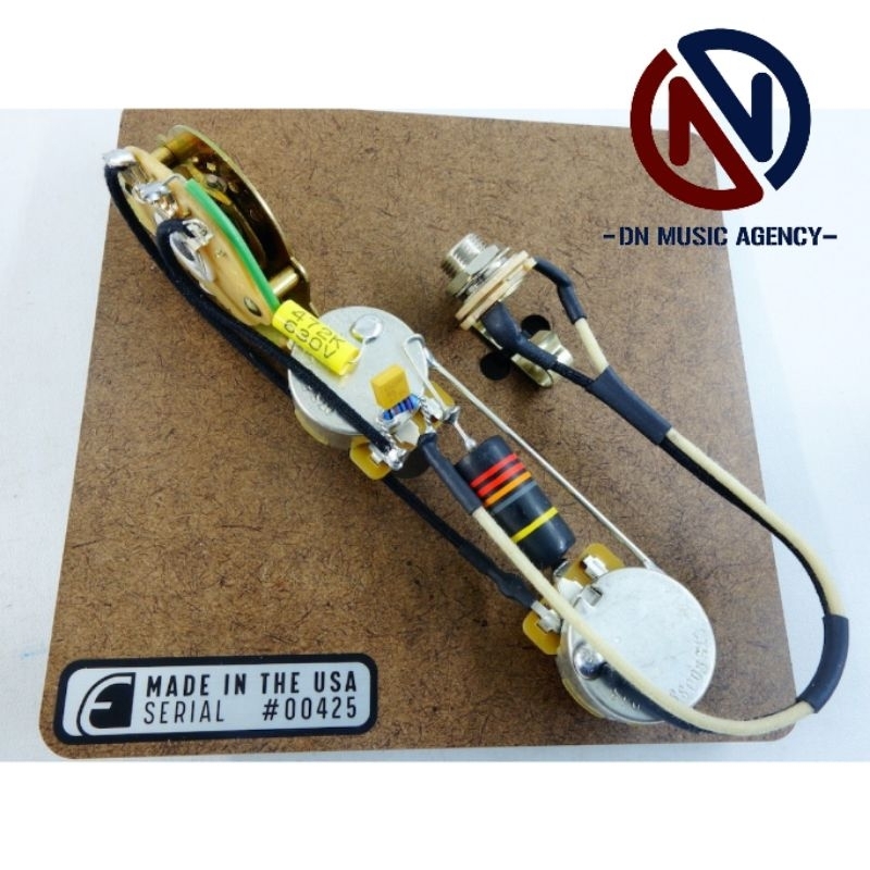 prewired gitar emerson esquire 3 way 500K original wiring set potensio jack kapasitor switch