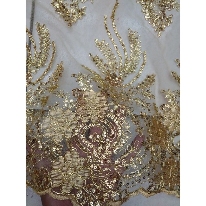 KAIN TILLE PAYET CEPLOK BENANG METALIK GOLD