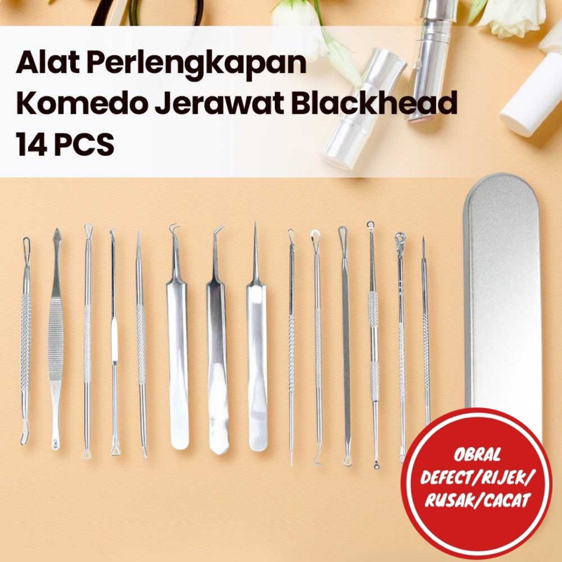 [OBRAL RIJEK] Alat Perlengkapan Komedo Jerawat Blackhead 14 PCS - PT14