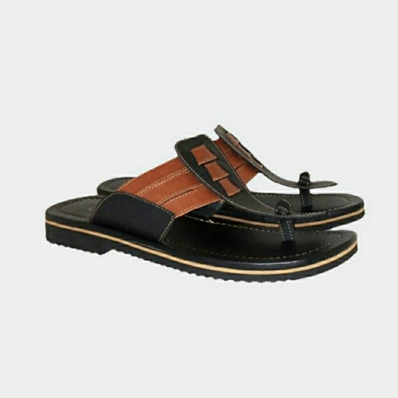 Sandal Jepit Makazi 44-45 Big Size / Sendal Capit JUMBO Pria Bapak2 Awet Tebal Kulit TEBAL Ori, 45