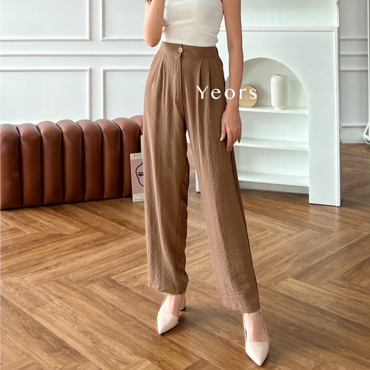 Yeors - Zoya Premium Crinkle Pants - Celana Wanita Murah Berkualitas - Korean Loose Pants Trousers Wanita - Loungewear