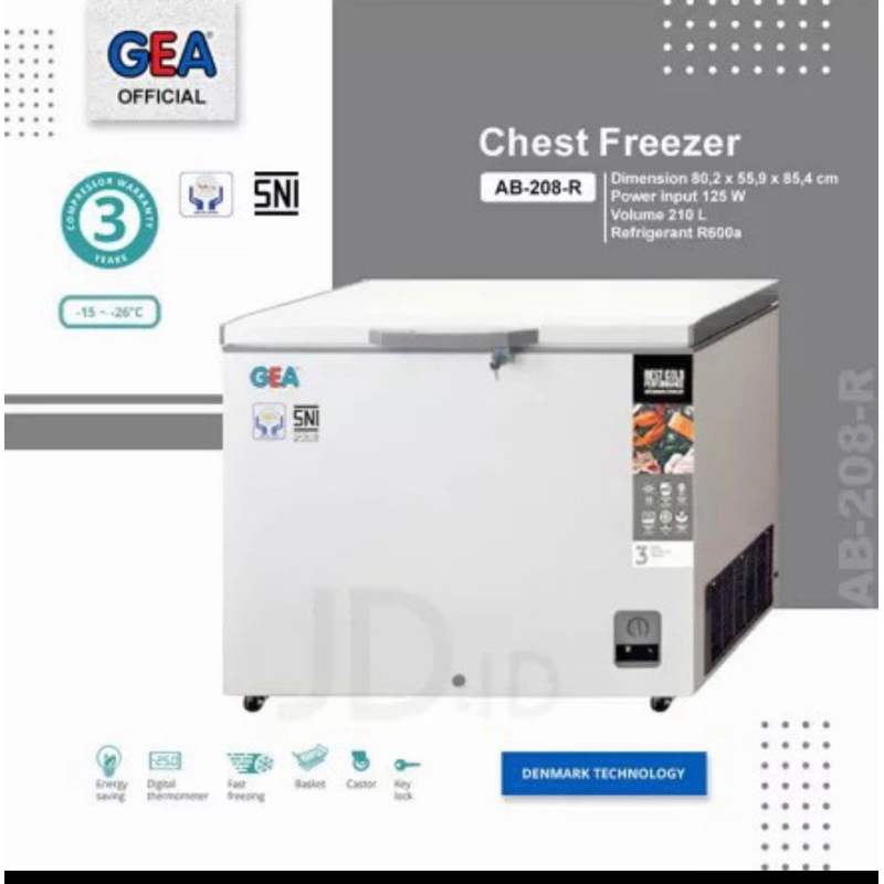 gea ab-208r chest freezer box lemari es beku 200 liter ( khusus Medan )
