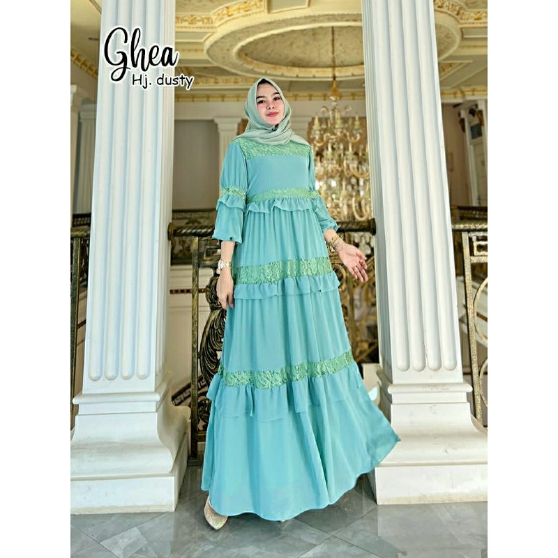 Ghea Maxy, GAMIS LEBARAN CANTIK MODIS BAHAN CERUTTY BABYDOLL ARMANI MIX BROCADE FULL FURING LD 110 FIT XXL TERMURAH TERLARIS OOTD KEKINIAN