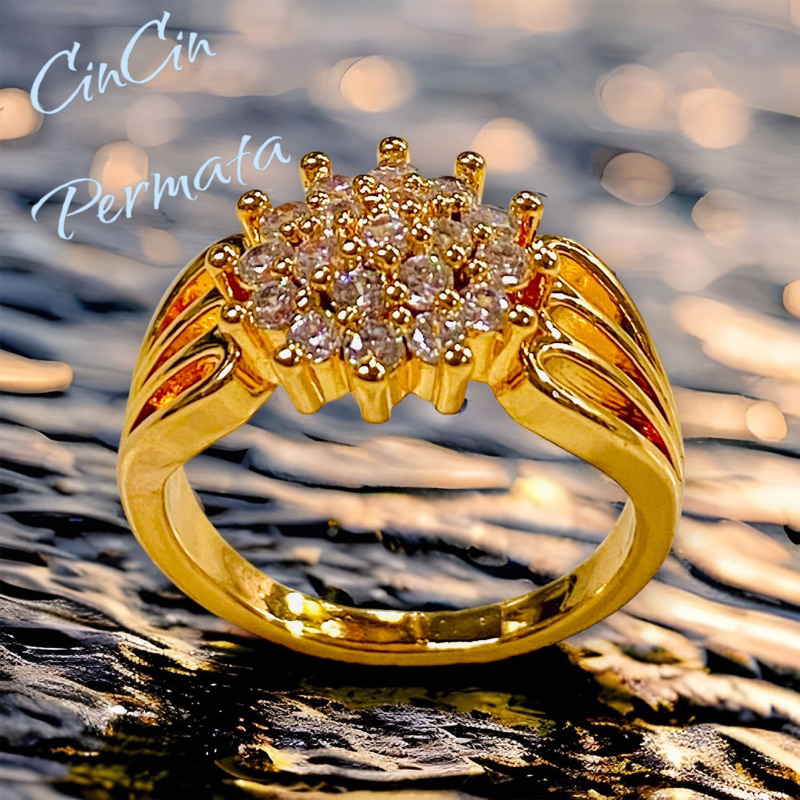 Cincin permata berlian replika / cincin replika berlian / berlian replika/ cincin lapis emas /cincin