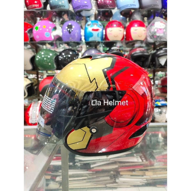 HELM ANAK TANGGUNG MDS SPORT R3 JUNIOR MOTIF IRON MAN #2 RED GOLD / HELM ANAK MDS MOTIF IRON MAN / H