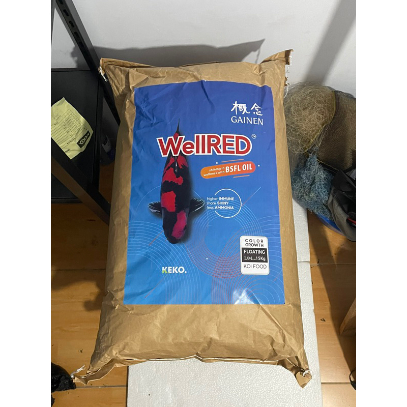 wellred wellgro 15kg pakan ikan koi makanan ikan koi
