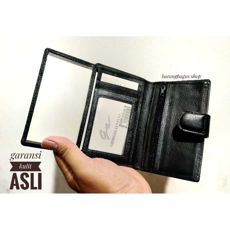 Dompet semi panjang kancing kulit asli original pria giorgio agnelli