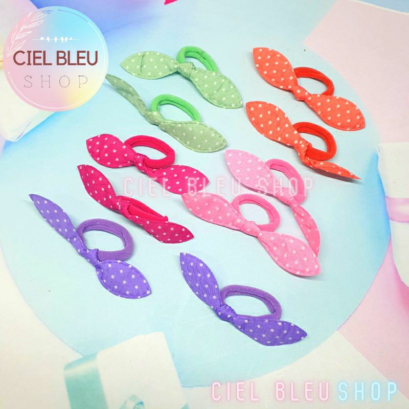 Kuncir Ikat Rambut Chibi Impor Polkadot / Aksesoris Rambut Wanita Anak Aneka Warna / CIEL BLEU SHOP