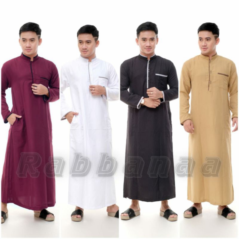 Gamis Pria Jubah Mewah Atasan Dewasa Terbaru Baju Polos Tangan Panjang