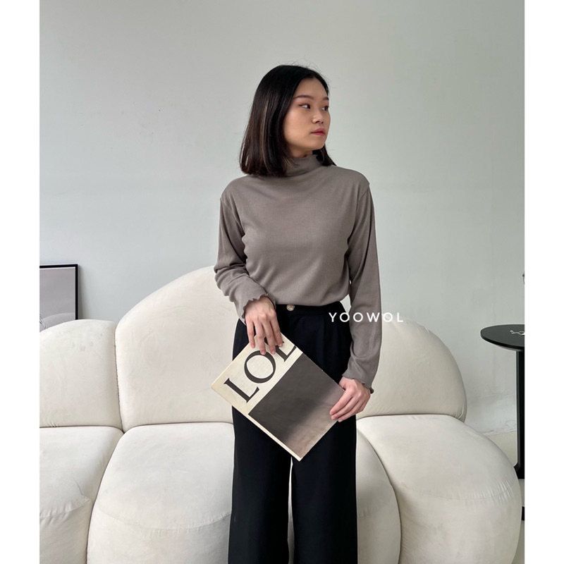 Yeji Top/Atasan Knit Lengan Panjang Wanita/Basic Knit Top