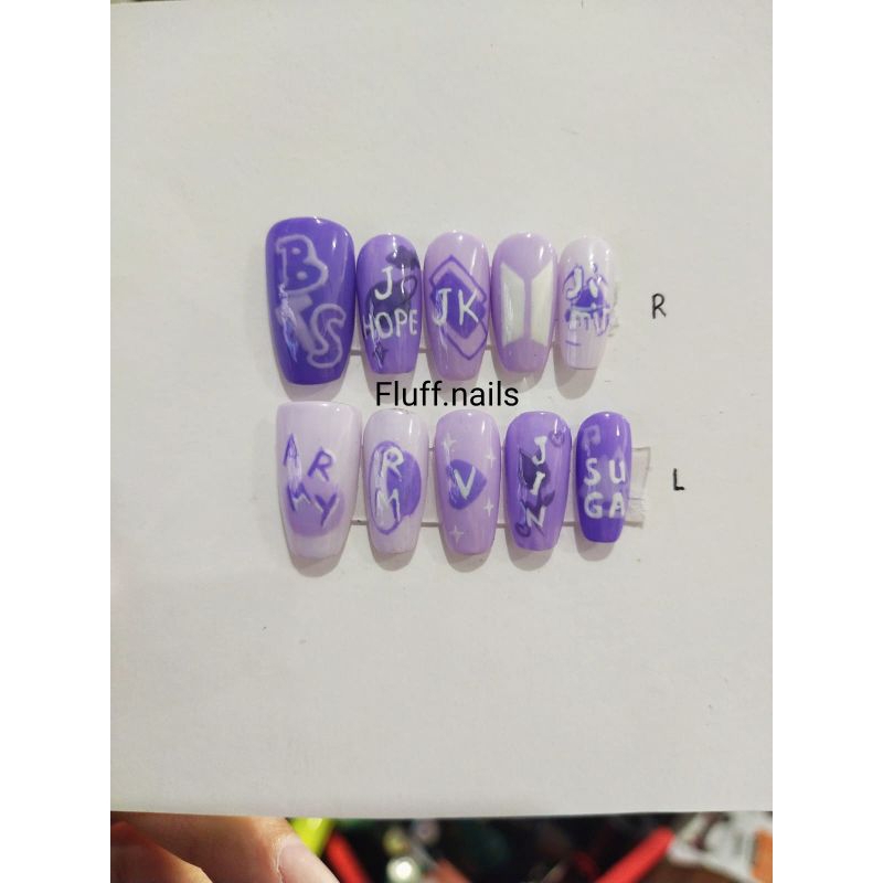 BTS kuku palsu fake nails press on custom