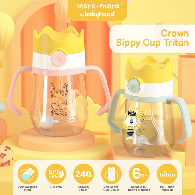 PROMO SEN TERLARIS Crown Sippy Cup Tritan 240ml | Tempat Minum Anak | Sippy Cup - Gelas Minum Anak MoroMoro