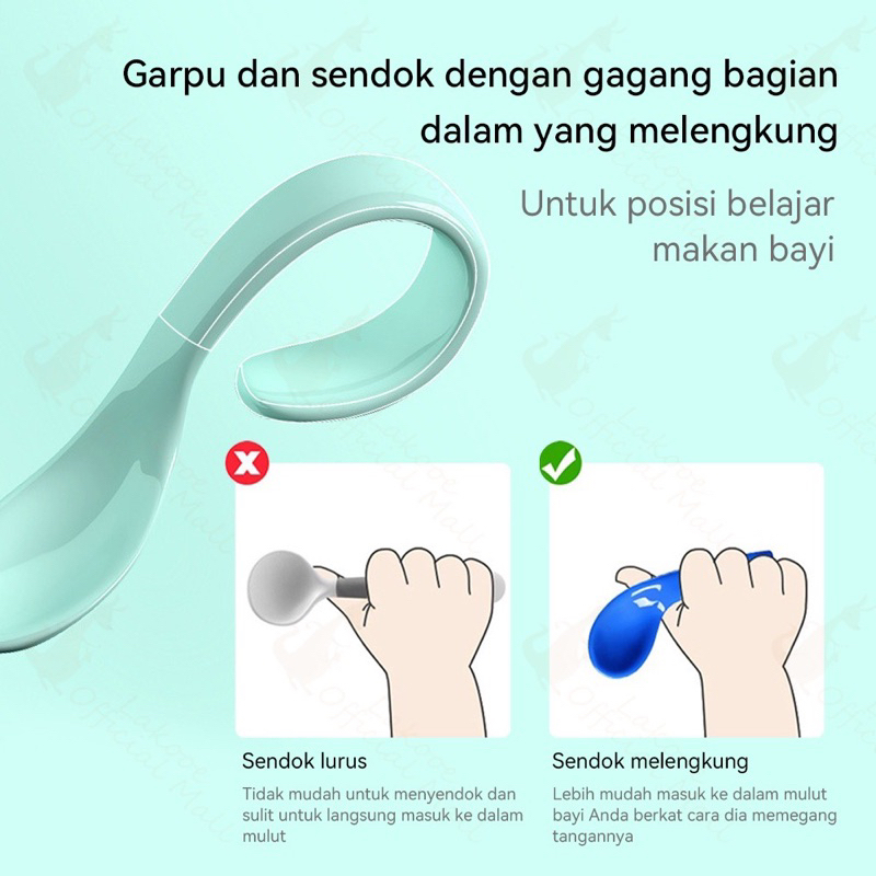 2pcs Sendok garpu anak bayi set Sendok makan anak belajar lucu Training Spoon Fork Stainless