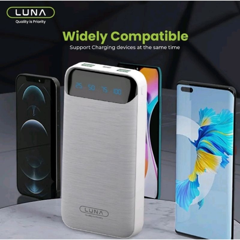 PC-2R Powerbank Luna 10000 mAh Fast Charging Dual Input Digital Display + FREE Cable Data POWER BANK