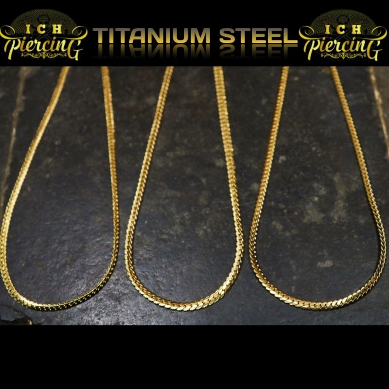 kalung rantai gold model sisik ular / kalung gold titanium anti karat