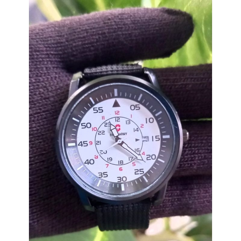 ARLOJI MEN SA 802 KANVAS TANGGAL AKTIF /JAM TANGAN COWOK SWIS ANTI AIR FREE BOK