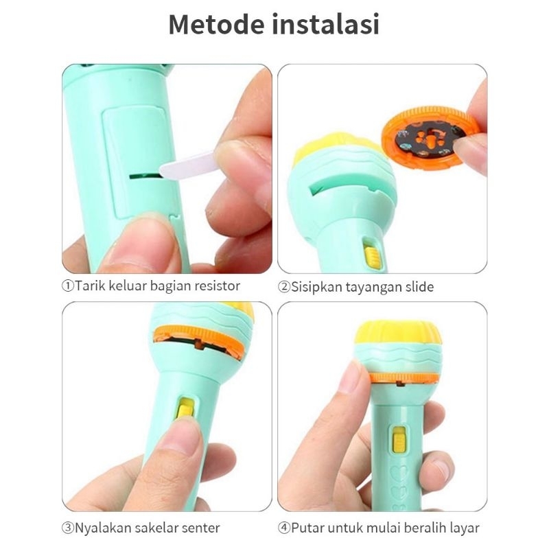 Mainan Anak Senter Proyektor Gambar Fun Flashlight Fun Projector
