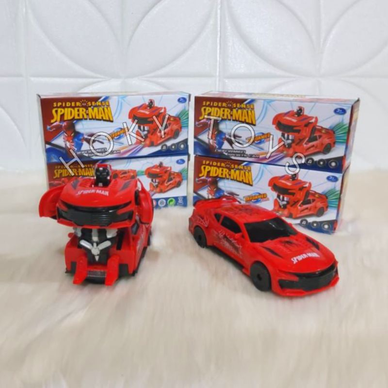 Mainan Mobil Baterai DEFORMED Sport Car Spiderman Lampu dan Suara