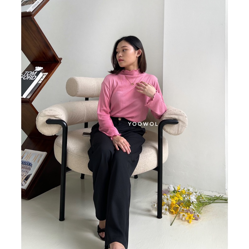 Yeji Top/Atasan Knit Lengan Panjang Wanita/Basic Knit Top