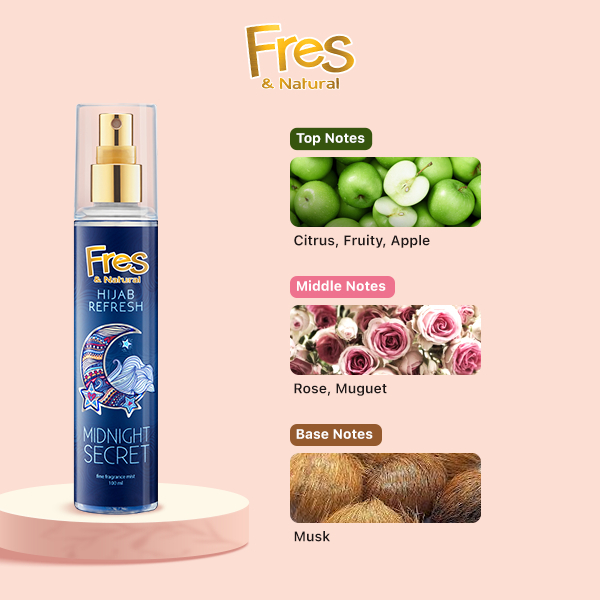 Fres & Natural Spray Cologne Hijab Refresh Midnight Secret Botol 100 ml - Gambar 2