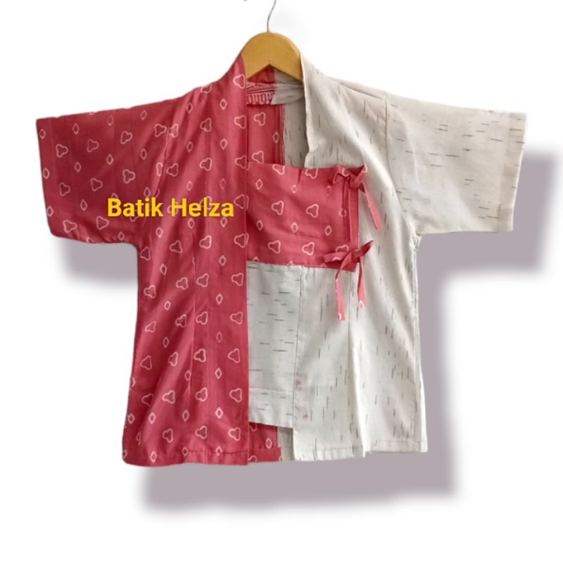 baju batik kombinasi wanita modern solo bahan katun jahitan rapi lengan pendek