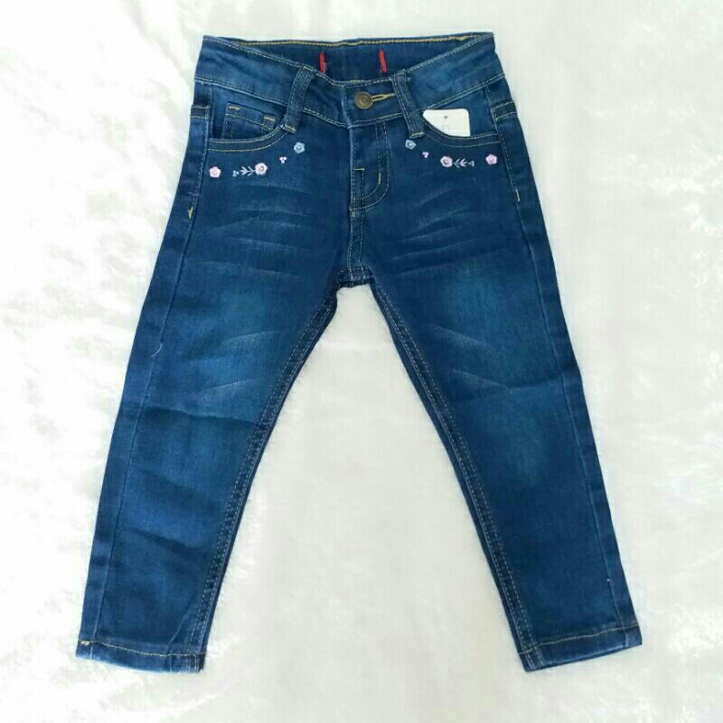 Celana Jeans Anak Cewek Catell Love Bunga 1 - 3 Tahun