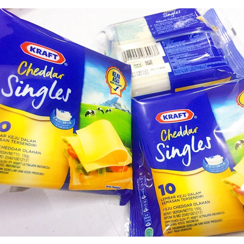 Keju Kraft Cheddar Singles - 10 lembar Keju Kemasan Tersendiri